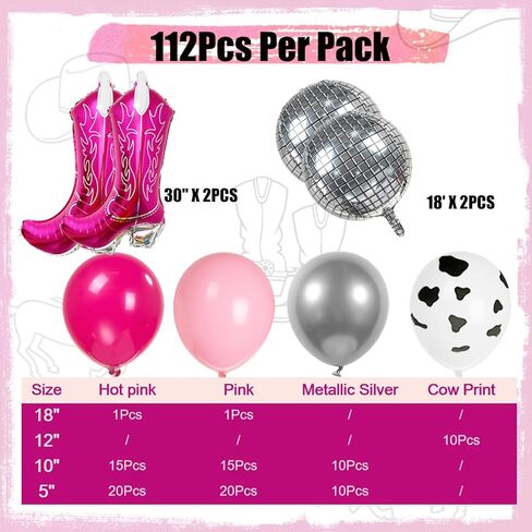 Cowgirl Balloons Arch Garland Kit For Last Rodeo Bachelorette Sash Supply Birthday Party Decorations,Hot Pink Rose Red Silver Cow Print Cowgirl Boot Disco Ball Balloon,Let’S Go Girl Banner Backdrop in Saudi Arabia