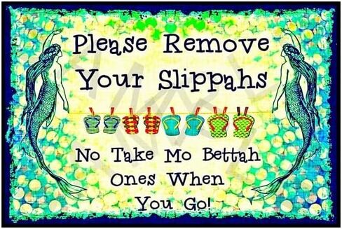 WORLD'S GREATEST SIGNS! Mermaid Please Remove Shoes Slippahs Tiki Bar Sign 8"x12" Made In USA All Weather Metal. Lounge Welcome Pool Hot Tub Happy Hour Island Décor She Shed in Kuwait