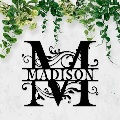 Custom 8" Metal Name Sign, Personalized Metal Wall Art, Split Letter Monogram Wall Decor, Last Family Name Signs for Home, Outdoor Metal Initial Sign for Wedding Housewarming Gift in Kuwait
