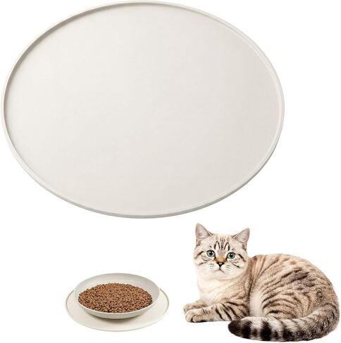 Round Silicone Pet Food Mats for Floor Waterproof, 10in Cat Food Bowl Non Slip Mat Waterproof Non-slip Feeding Bowl Mats with Raised Edges to Prevent Spills, Round Eating Tray for Dog Cat Puppy Kitten in Kuwait