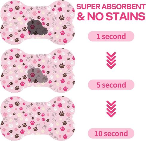 Pet Dog Cat Food Mat, Absorbent Bone Shaped Dog Bowl Mats for Food and Water, Non Slip Cute Dogs Cat Placemats Feeding Mat with Rubber for Floors Indoor Puppy Pet Accessories Supplies 12"x20" Pink in Kuwait