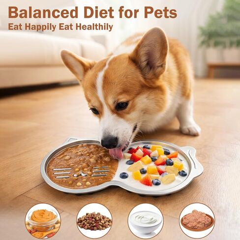 Lick Mat for Dogs & Cats, Stainless Steel Slow Feeder with Suction Cups Spatula Brush, Non-Slip Pet Licking Mat for Crate Boredom & Anxiety Relief in Kuwait