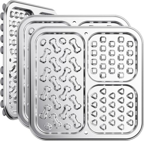 Stainless Steel Lick Mat for Dogs & Cats, Dog Lick Mat with Suction Cups & Crate Mount, Chew-Proof Slow Feeder Lick Pad with 3 Textured Zones for Calm Feeding & Anxiety Relief [2 Pack] in Kuwait