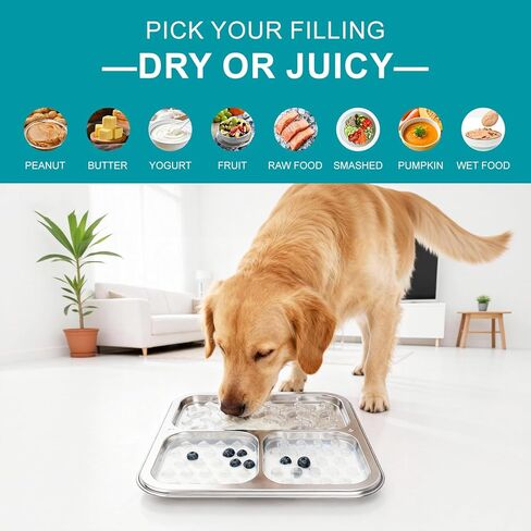 Stainless Steel Lick Mat for Dogs & Cats, Dog Lick Mat with Suction Cups & Crate Mount, Chew-Proof Slow Feeder Lick Pad with 3 Textured Zones for Calm Feeding & Anxiety Relief [2 Pack] in Kuwait