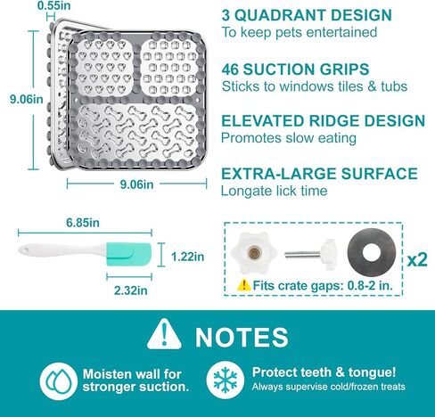 Stainless Steel Lick Mat for Dogs & Cats, Dog Lick Mat with Suction Cups & Crate Mount, Chew-Proof Slow Feeder Lick Pad with 3 Textured Zones for Calm Feeding & Anxiety Relief [2 Pack] in Kuwait