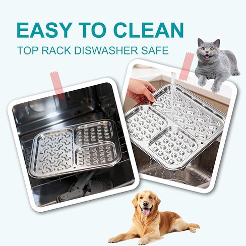Stainless Steel Lick Mat for Dogs & Cats, Dog Lick Mat with Suction Cups & Crate Mount, Chew-Proof Slow Feeder Lick Pad with 3 Textured Zones for Calm Feeding & Anxiety Relief [2 Pack] in Kuwait