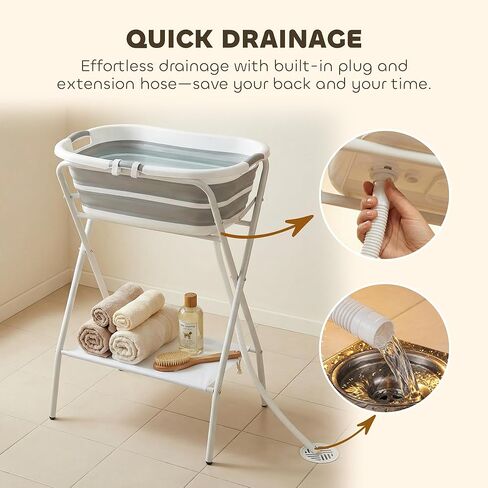 PawHut 2 in 1 Dog Bath Tub, Dog Washing Station for Bathing and Grooming, Elevated Shower Bath Tub, Collapsible Foldable Portable Bathtub for Small Dogs Puppy Cats Pet, Indoor and Outdoor in Kuwait