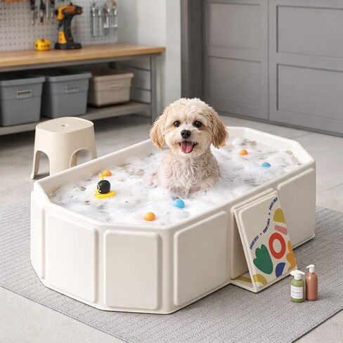 Heavy Duty Dog Bath Tub for Large & Small Dogs - Reinforced Plastic Pet Washing Tub, Portable Indoor Outdoor Grooming Bath, Multi-Purpose Utility Basin Indoor & Outdoor Use in Kuwait