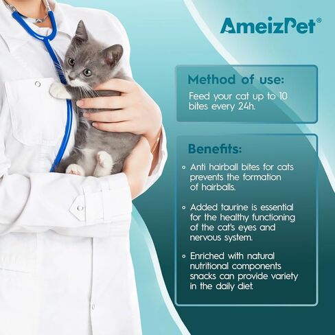 AmeizPet Anti Hairball Treats, Hairball Remedy for Cats, Cat Biscuits Hairballs Treatment - Crunchy Hairballs Cat Biscuits, 2.82 oz (80 g) in Kuwait