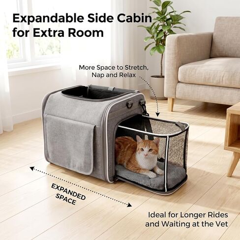 Dog Bike Basket Pet Carrier Backpack 3-in-1, Foldable Expandable Cat Carrier for Bicycle Handlebar, Soft-Sided Breathable Mesh Travel Bag for Small Dogs Cats Up to 18 lbs, Gray in Kuwait