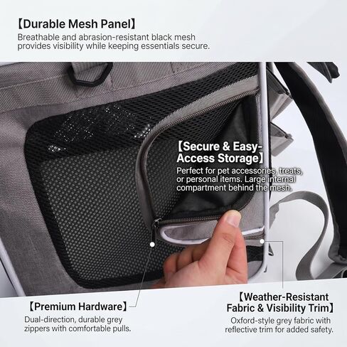 Dog Bike Basket Pet Carrier Backpack 3-in-1, Foldable Expandable Cat Carrier for Bicycle Handlebar, Soft-Sided Breathable Mesh Travel Bag for Small Dogs Cats Up to 18 lbs, Gray in Kuwait