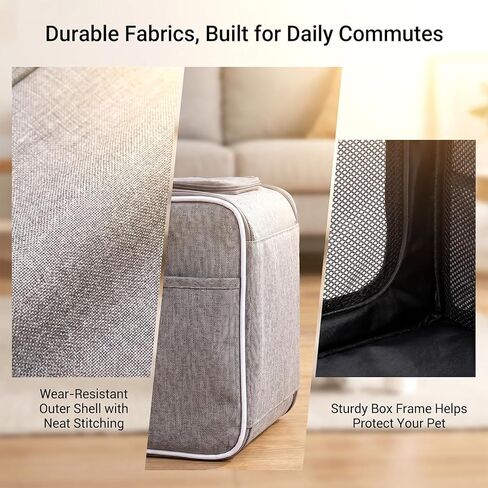 Dog Bike Basket Pet Carrier Backpack 3-in-1, Foldable Expandable Cat Carrier for Bicycle Handlebar, Soft-Sided Breathable Mesh Travel Bag for Small Dogs Cats Up to 18 lbs, Gray in Kuwait