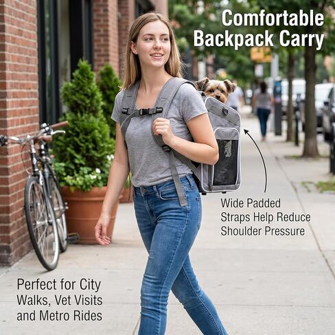 Dog Bike Basket Pet Carrier Backpack 3-in-1, Foldable Expandable Cat Carrier for Bicycle Handlebar, Soft-Sided Breathable Mesh Travel Bag for Small Dogs Cats Up to 18 lbs, Gray in Kuwait