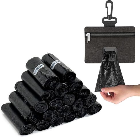 Charmount 200 Count Dog Poop Bags Rolls with Zippered Pouch Dispenser Holder, Extra Thick Leak-Proof Unscented Waste Bags, Coreless Easy Load for Small to Large Dogs in Saudi Arabia