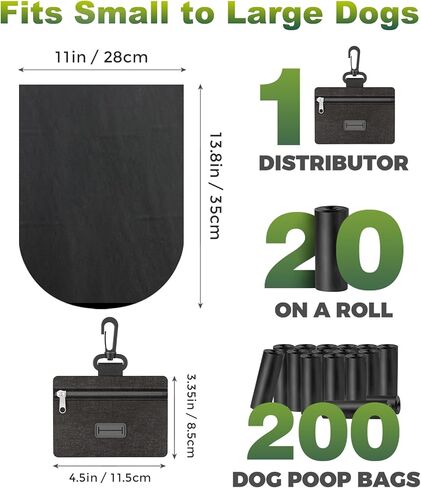 Charmount 200 Count Dog Poop Bags Rolls with Zippered Pouch Dispenser Holder, Extra Thick Leak-Proof Unscented Waste Bags, Coreless Easy Load for Small to Large Dogs in Saudi Arabia