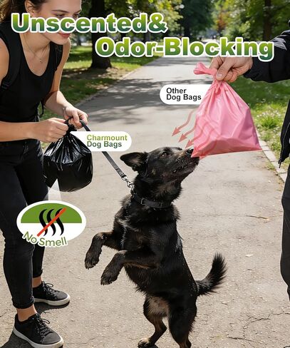 Charmount 200 Count Dog Poop Bags Rolls with Zippered Pouch Dispenser Holder, Extra Thick Leak-Proof Unscented Waste Bags, Coreless Easy Load for Small to Large Dogs in Saudi Arabia