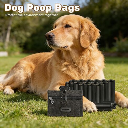 Charmount 200 Count Dog Poop Bags Rolls with Zippered Pouch Dispenser Holder, Extra Thick Leak-Proof Unscented Waste Bags, Coreless Easy Load for Small to Large Dogs in Saudi Arabia