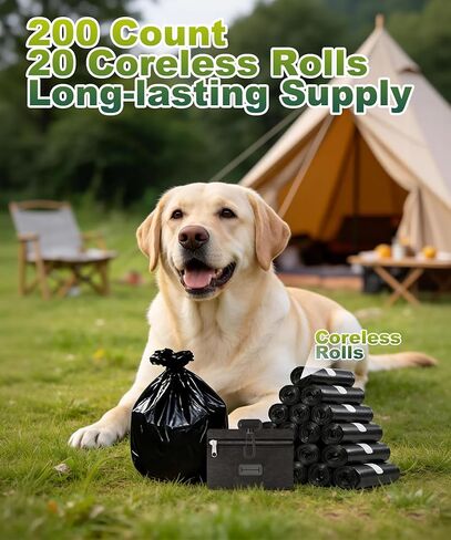 Charmount 200 Count Dog Poop Bags Rolls with Zippered Pouch Dispenser Holder, Extra Thick Leak-Proof Unscented Waste Bags, Coreless Easy Load for Small to Large Dogs in Saudi Arabia