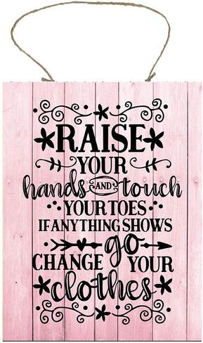 Raise Your Hands Touch Your Toes Printed Handmade Wood Sign in Kuwait