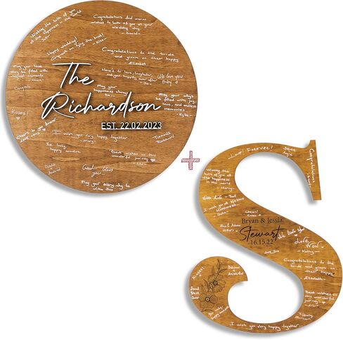 علامة خشبية بديلة لكتاب ضيوف حفل الزفاف - جدول زمني مخصص لقصة حب ثلاثية الأبعاد مع أيقونات، دفتر ضيوف خشبي من خشب البتولا الريفي للاستقبال وتذكار ديكور الحائط - يتضمن قلم تحديد وأجهزة تعليق in Kuwait