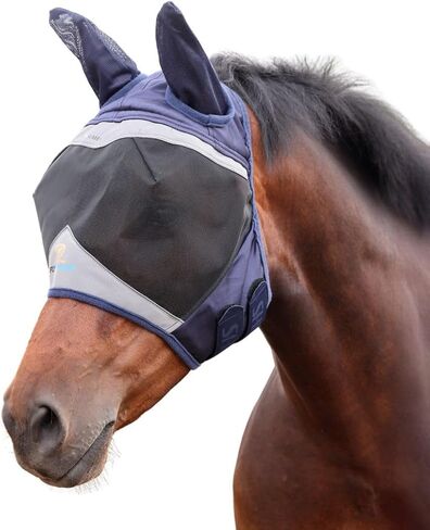 Shires FlyGuard Pro Fine Mesh Fly Mask with UV Protection Sky/Full/Ears in Kuwait