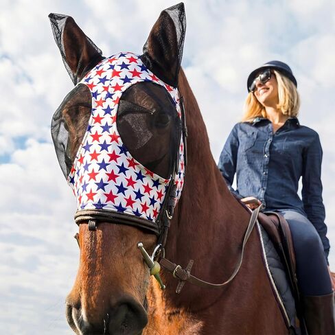 12 Pcs 4th of July Horse Fly Mask with Ears 250th Anniversary Patriotic Fly Mask for Horses Smooth Comfortable Elasticity UV Protection Face Covering for Memorial Day(Large) in Saudi Arabia