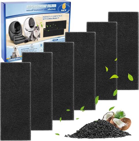 Carbon Filters for Cat Litter Box 3, Activated Carbon Filters Compatible with Model LR 3, Accessories Replacement to Absorb Odors from Pets, 6 Pack in Kuwait