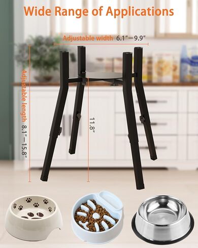 Piskyet Raised Dog Bowl Stand for Large Dogs Adjustable Elevated Dog Bowl Fits 6-10" Bowls, Height Adjustable to 7.6-15" Tall,Single Food and Water Stand Feeder(Bowl not Included) in Kuwait