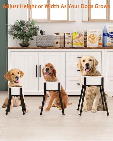 Piskyet Raised Dog Bowl Stand for Large Dogs Adjustable Elevated Dog Bowl Fits 6-10" Bowls, Height Adjustable to 7.6-15" Tall,Single Food and Water Stand Feeder(Bowl not Included) in Kuwait