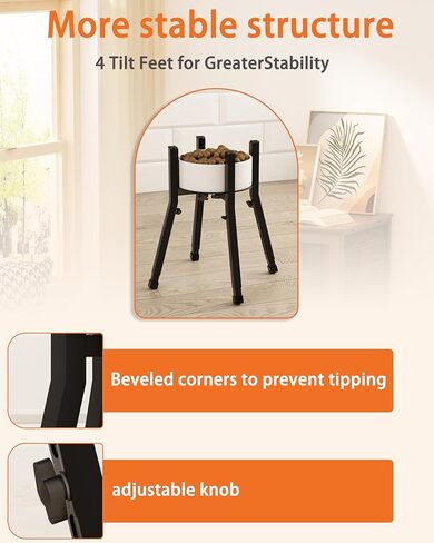 Piskyet Raised Dog Bowl Stand for Large Dogs Adjustable Elevated Dog Bowl Fits 6-10" Bowls, Height Adjustable to 7.6-15" Tall,Single Food and Water Stand Feeder(Bowl not Included) in Kuwait