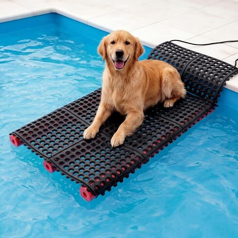 Geetery Dog Water Ramp 35" Lx23 W Dog Pool Ladder Ramp for Dogs up to 200 Lbs Non-Slip Rubber Pet Ladder for Pool Lakes Boats Docks Beaches in Kuwait
