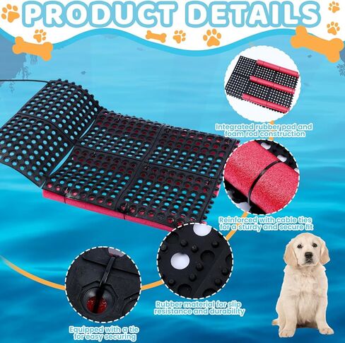 Geetery Dog Water Ramp 35" Lx23 W Dog Pool Ladder Ramp for Dogs up to 200 Lbs Non-Slip Rubber Pet Ladder for Pool Lakes Boats Docks Beaches in Kuwait