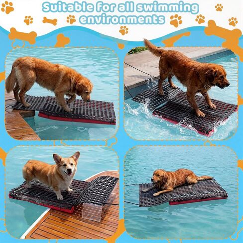 Geetery Dog Water Ramp 35" Lx23 W Dog Pool Ladder Ramp for Dogs up to 200 Lbs Non-Slip Rubber Pet Ladder for Pool Lakes Boats Docks Beaches in Kuwait