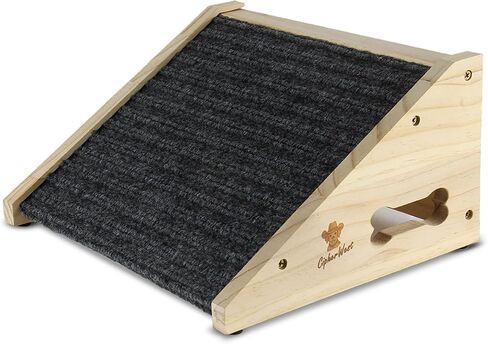 Wooden Dog Ramp for Bed, Sofa - Portable Pet Ramp with Non-Slip Carpet Surface & Bone-Shaped Handle, Senior Dog Stairs for Small Medium Breeds in Kuwait