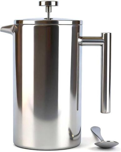 Extra Large French Press, French Press Coffee Maker 61 oz (1.8L), Insulated Stainless Steel French Press XXL Large Capacity Double Walled with Spoon for Espresso Coffee or Tea in Kuwait