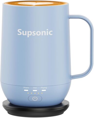 Supsonic - 16oz Self Heating Coffee Mug, Smart Heated Coffee Mug Faster Direct-Contact Heating Up to 149°F, Coffee Mug Warmer Set with Auto Shut-Off - Gifts for Men Women | S2 in Kuwait