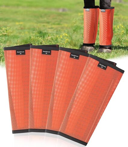 Breathable Mesh Horse Fly Boots - Equine Fly Leg Wraps for Insect & Scratch Protection, Comfortable Horse Leg Guards for Pasture, Trail Riding & Daily Use Set of 4 Magenta Medium in Kuwait