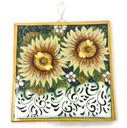 CERAMICHE D'ARTE PARRINI - بلاط السيراميك الإيطالي المصنوع من الفخار والمرسوم يدويًا على شكل عباد الشمس المزخرف والمصنوع في توسكان إيطاليا in Kuwait