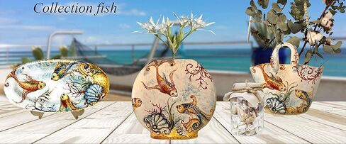 CERAMICHE D'ARTE PARRINI - Italian Ceramic Pottery Art Pottery Small Tray Plate Tile Decorated Fish Hand Painted Made in ITALY Tuscany Florence in Kuwait