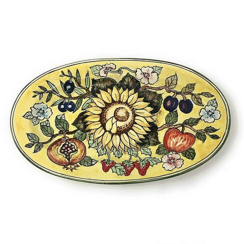 CERAMICHE D'ARTE PARRINI - Italian Ceramic Art Pottery Small Tray Plate Tile Sunflower Hand Painted Made in ITALY Tuscany in Kuwait