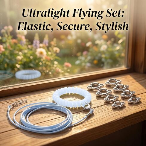 Bird Leash and Parrot Harness with Leg Ring. 2 Sets Elastic Outdoor Training Rope for Parakeet Conure Cockatiel. Anti-Flyaway Flying Equipment for Small Medium Birds in Kuwait