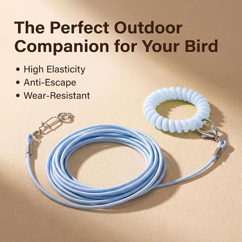 Bird Leash and Parrot Harness with Leg Ring. 2 Sets Elastic Outdoor Training Rope for Parakeet Conure Cockatiel. Anti-Flyaway Flying Equipment for Small Medium Birds in Kuwait