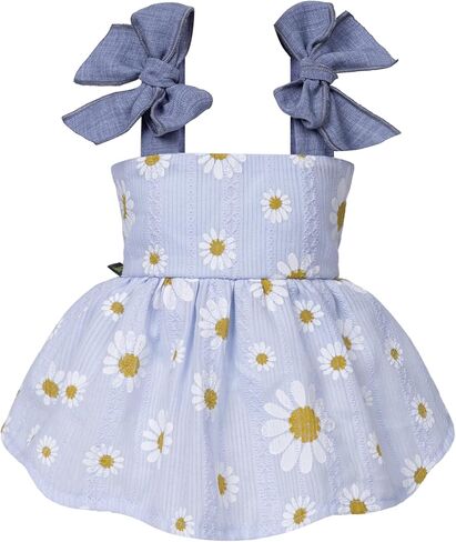 Fitwarm Daisy Dog Dress, Elegant Summer Clothes for Small Dogs Girl, Lightweight Pet Clothes, Blue, White, Medium in Kuwait