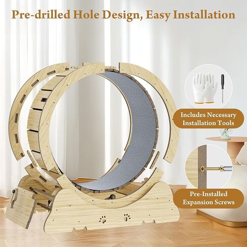 Cat Exercise Wheel, Quiet 34" Cat Treadmill for Indoor Cats, Running Wheel with Carpeted Runway & Safety Lock, Compact Design for Small & Adult Cats Weight Loss & Daily Exercise in Kuwait