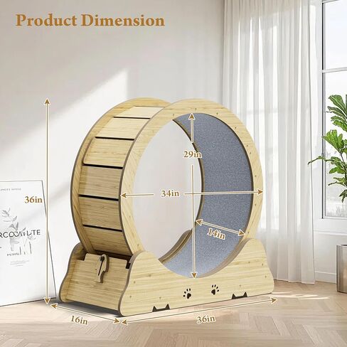 Cat Exercise Wheel, Quiet 34" Cat Treadmill for Indoor Cats, Running Wheel with Carpeted Runway & Safety Lock, Compact Design for Small & Adult Cats Weight Loss & Daily Exercise in Kuwait