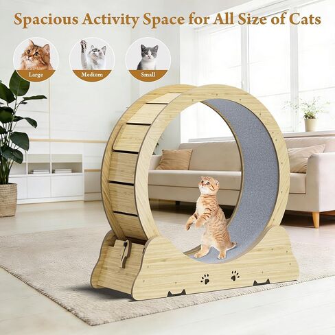 Cat Exercise Wheel, Quiet 34" Cat Treadmill for Indoor Cats, Running Wheel with Carpeted Runway & Safety Lock, Compact Design for Small & Adult Cats Weight Loss & Daily Exercise in Kuwait