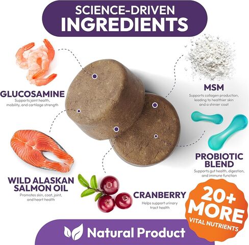 25-in-1 Dog Vitamins and Supplements - 250 Chews Dog Multivitamin Chewable with Glucosamine, Probiotics Omega 3 for Dogs Skin & Coat Hip & Joint Gut Brain Immune Support - Senior & Puppy Multivitamin in Kuwait