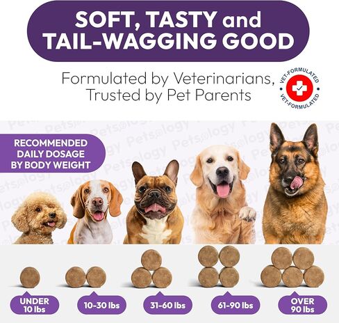 25-in-1 Dog Vitamins and Supplements - 250 Chews Dog Multivitamin Chewable with Glucosamine, Probiotics Omega 3 for Dogs Skin & Coat Hip & Joint Gut Brain Immune Support - Senior & Puppy Multivitamin in Kuwait