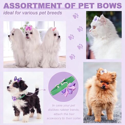22 Pcs Cute Dog Hair Bows with Elastic Rubber Bands, Small Size Dog Hair Bows for Puppy Hair with Butterfly Flower Pearls Double Bow for Dogs Cats Pets Hair Grooming in Kuwait