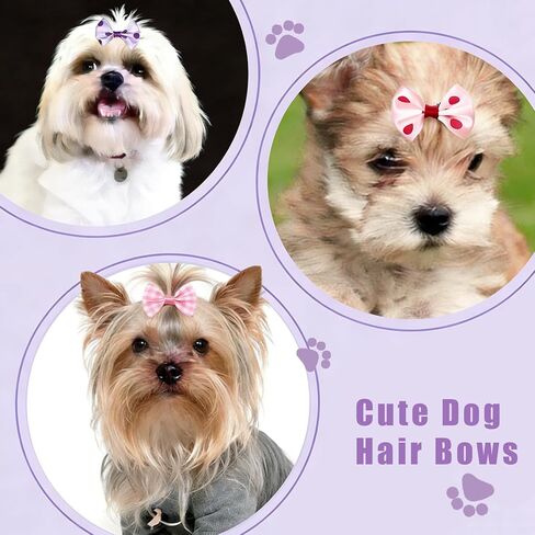 22 Pcs Cute Dog Hair Bows with Elastic Rubber Bands, Small Size Dog Hair Bows for Puppy Hair with Butterfly Flower Pearls Double Bow for Dogs Cats Pets Hair Grooming in Kuwait